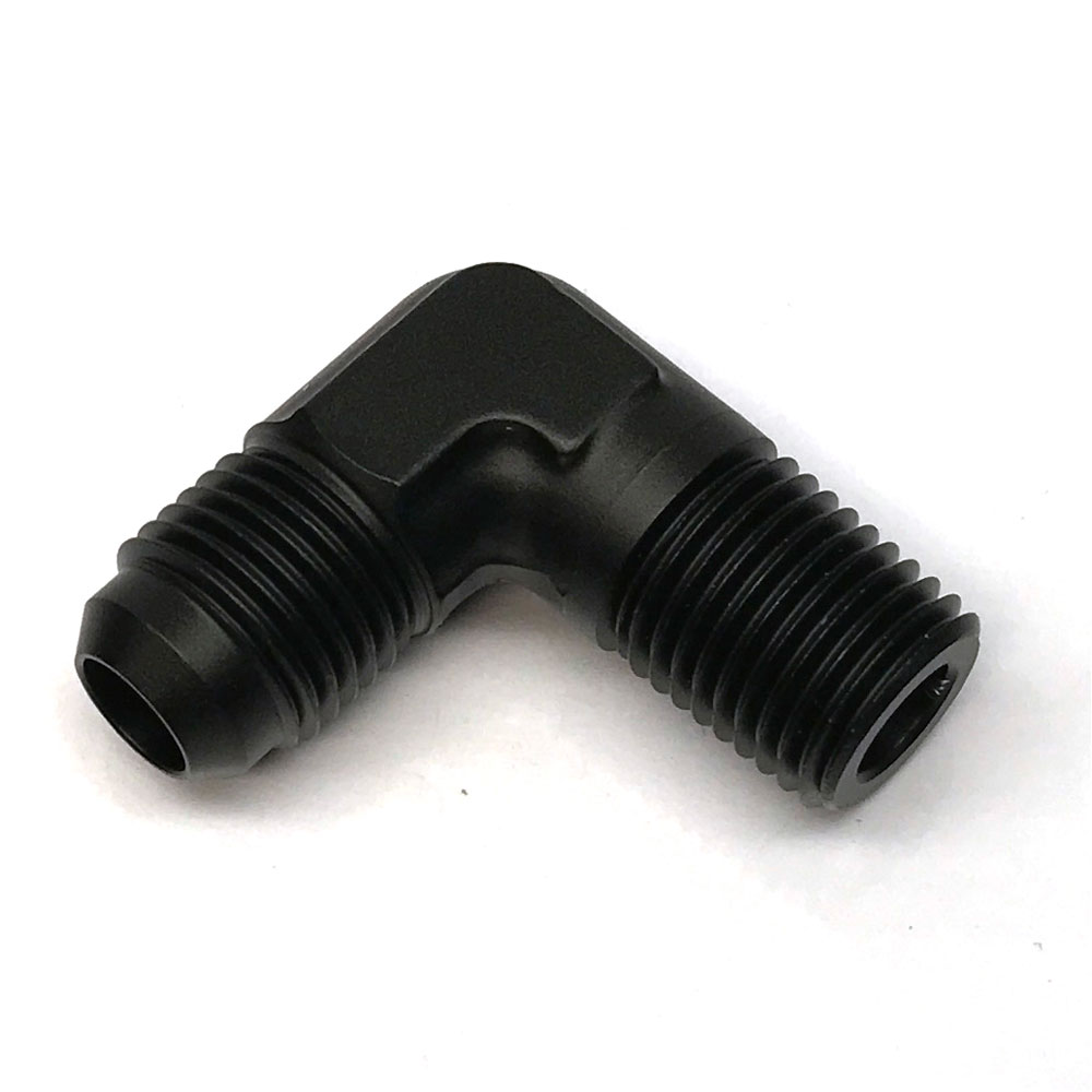 Renegade Racing Components AN Fitting 60682-2; AN to NPT Adapter Black -06AN Male 90 deg. 1/4 in. NPT Male 