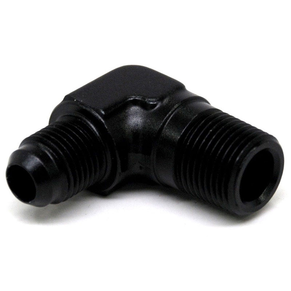 Renegade Racing Components AN Fitting 60692-2; AN to NPT Adapter Black -06AN Male 90 deg. 3/8 in. NPT Male 