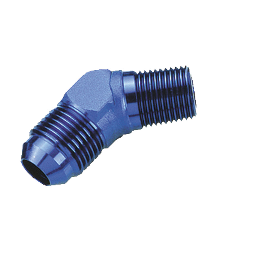 Renegade Racing Components AN Fitting 60693-1; AN to NPT Adapter Blue -06AN Male 45 deg. 1/2 in. NPT Male 