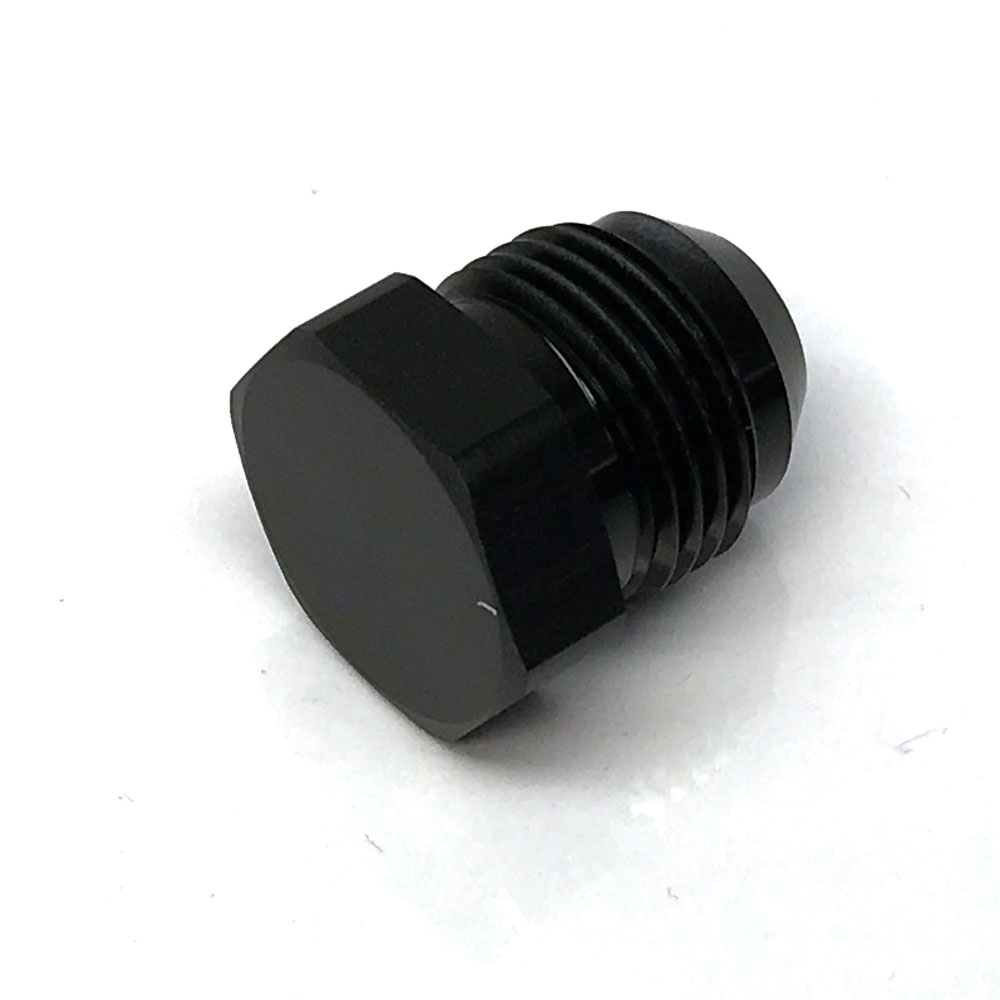 Renegade Racing Components AN Fitting 60806-2; AN Flare Plug Black -08AN Male Straight Hex Head 