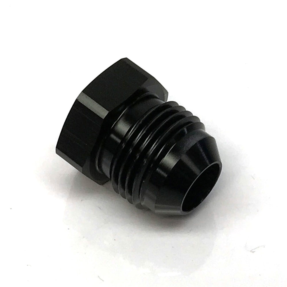 Renegade Racing Components AN Fitting 60806-2; AN Flare Plug Black -08AN Male Straight Hex Head 