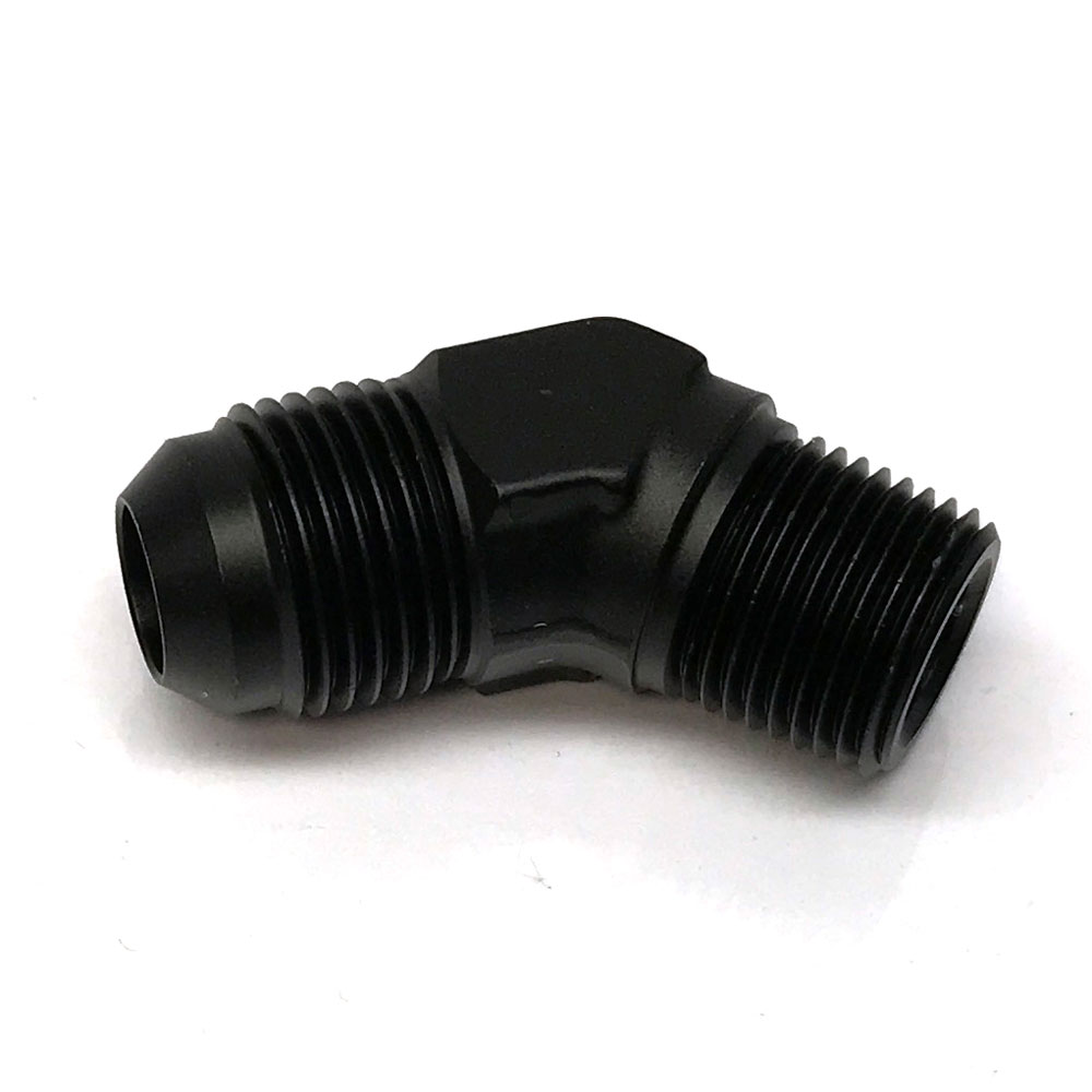 Renegade Racing Components AN Fitting 60823-2; AN to NPT Adapter Black -08AN Male 45 deg. 3/8 in. NPT Male 