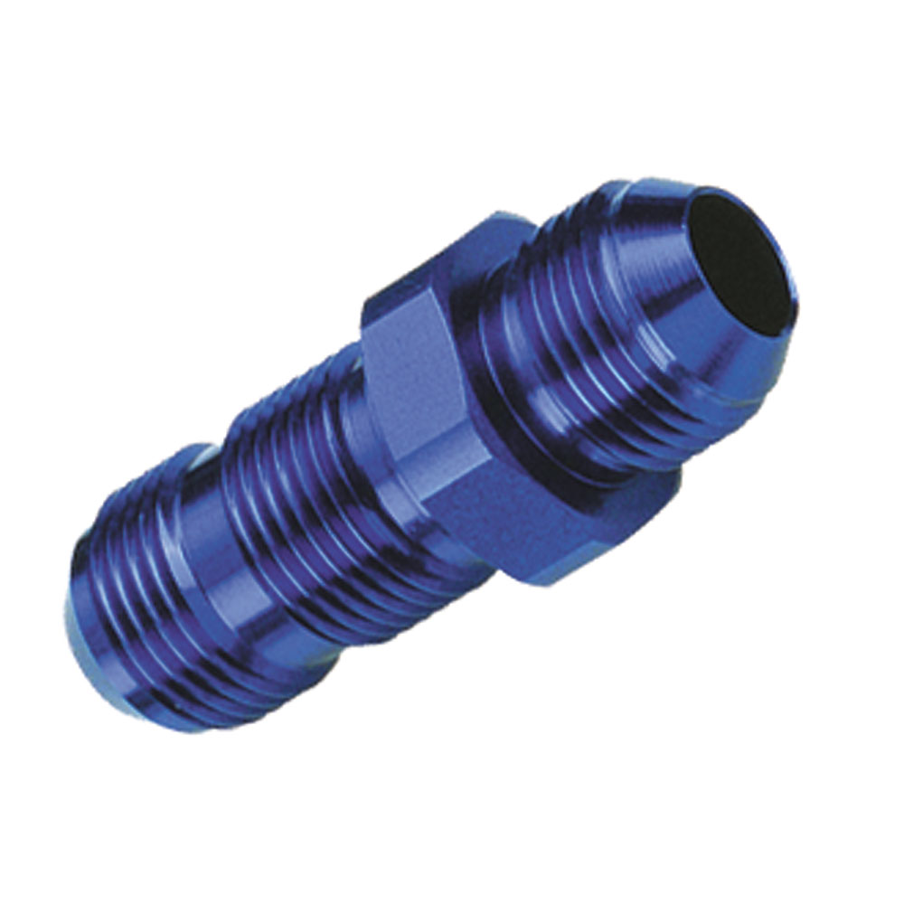 Renegade Racing Components AN Fitting 60832-1; AN to AN Bulkhead Union Blue -08AN Male Straight -08AN Male 