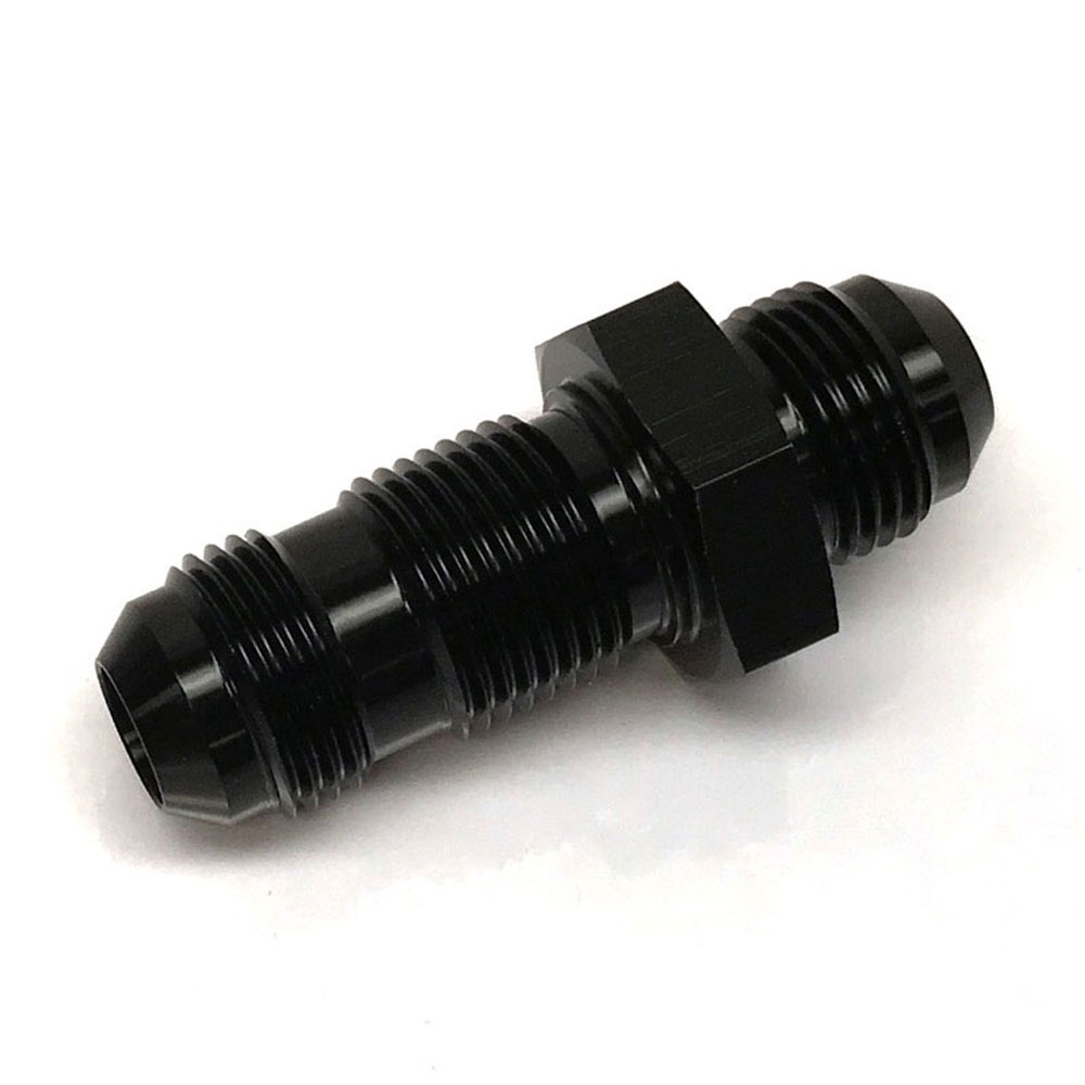Renegade Racing Components AN Fitting 60832-2; AN to AN Bulkhead Union Black -08AN Male Straight -08AN Male 