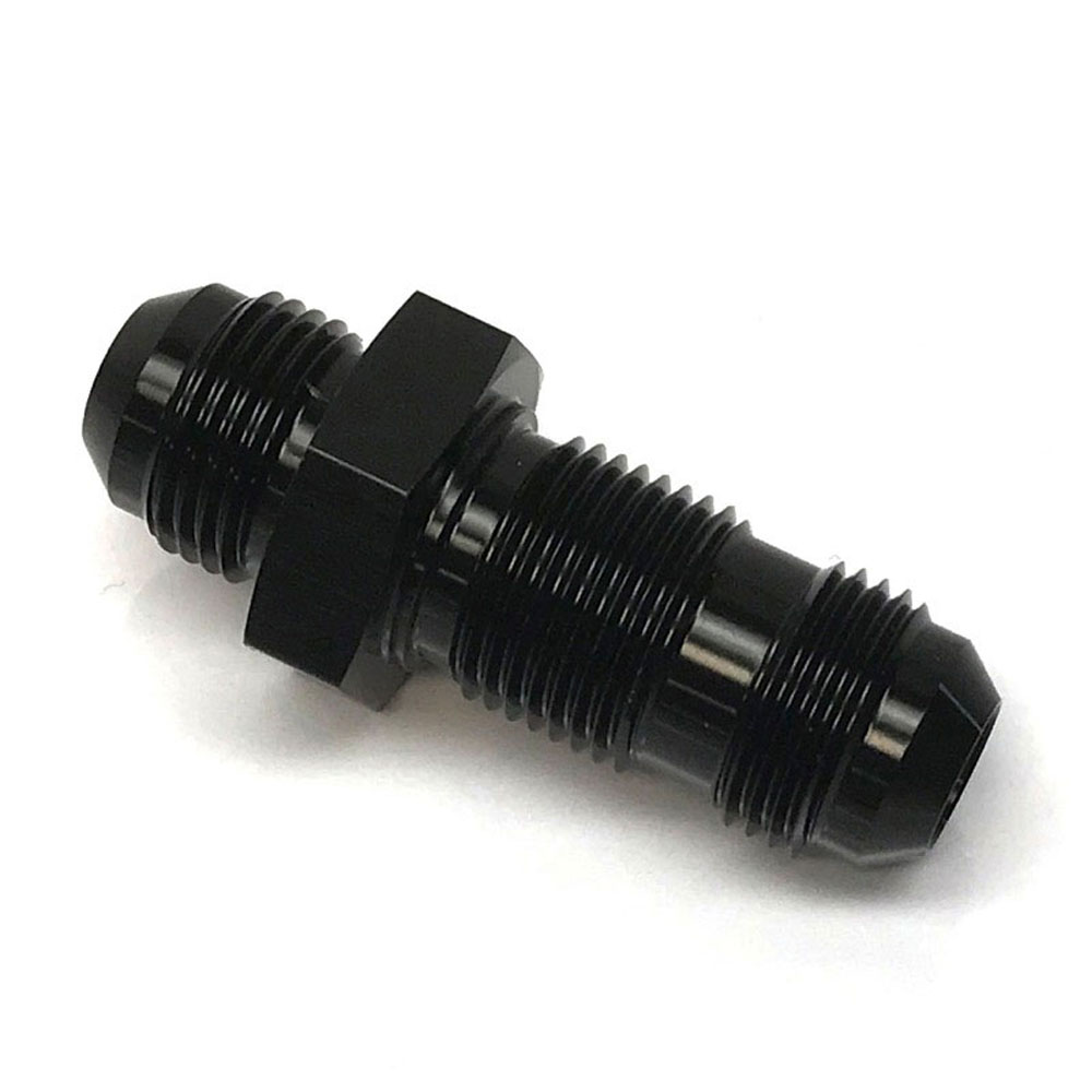 Renegade Racing Components AN Fitting 60832-2; AN to AN Bulkhead Union Black -08AN Male Straight -08AN Male 