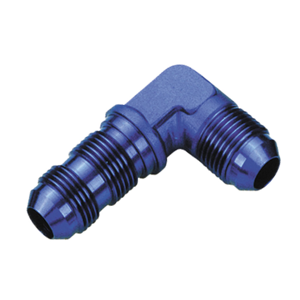 Renegade Racing Components AN Fitting 60833-1; AN to AN Bulkhead Union Blue -08AN Male 90 deg. -08AN Male 