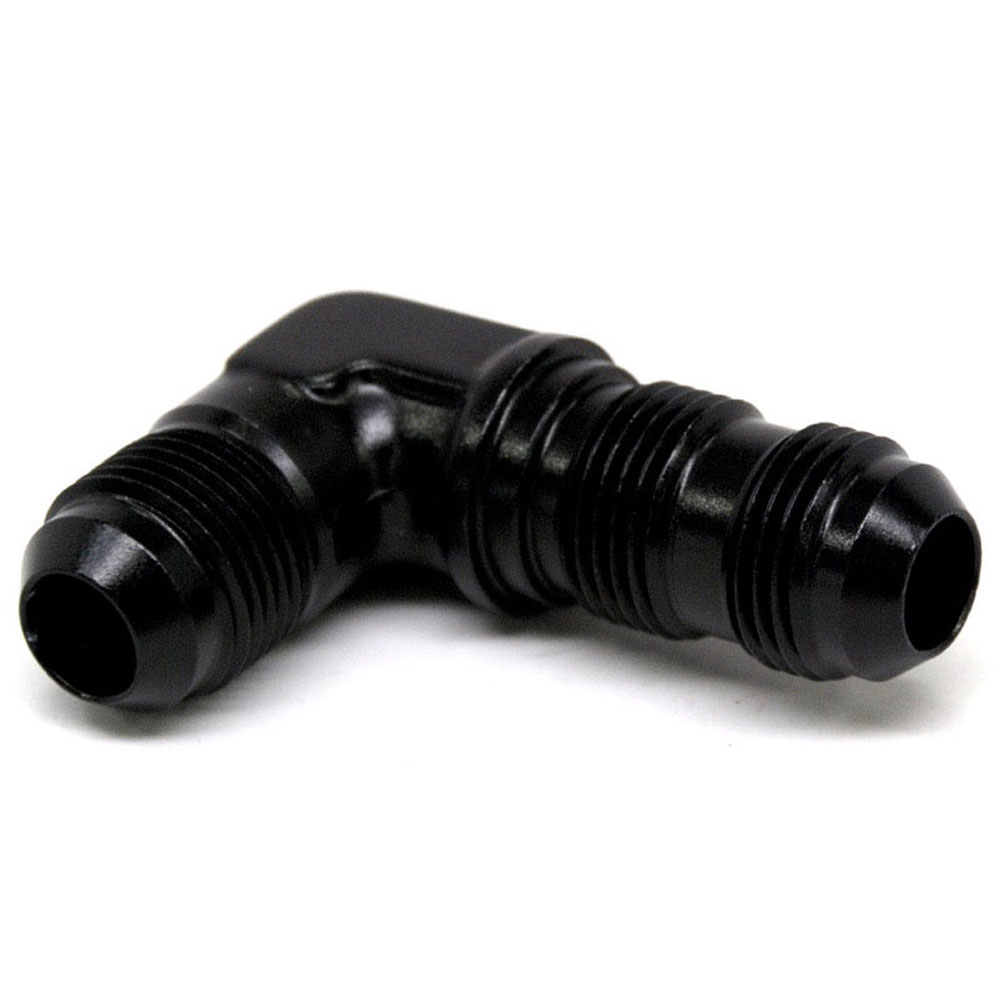Renegade Racing Components AN Fitting 60833-2; AN to AN Bulkhead Union Black -08AN Male 90 deg. -08AN Male 