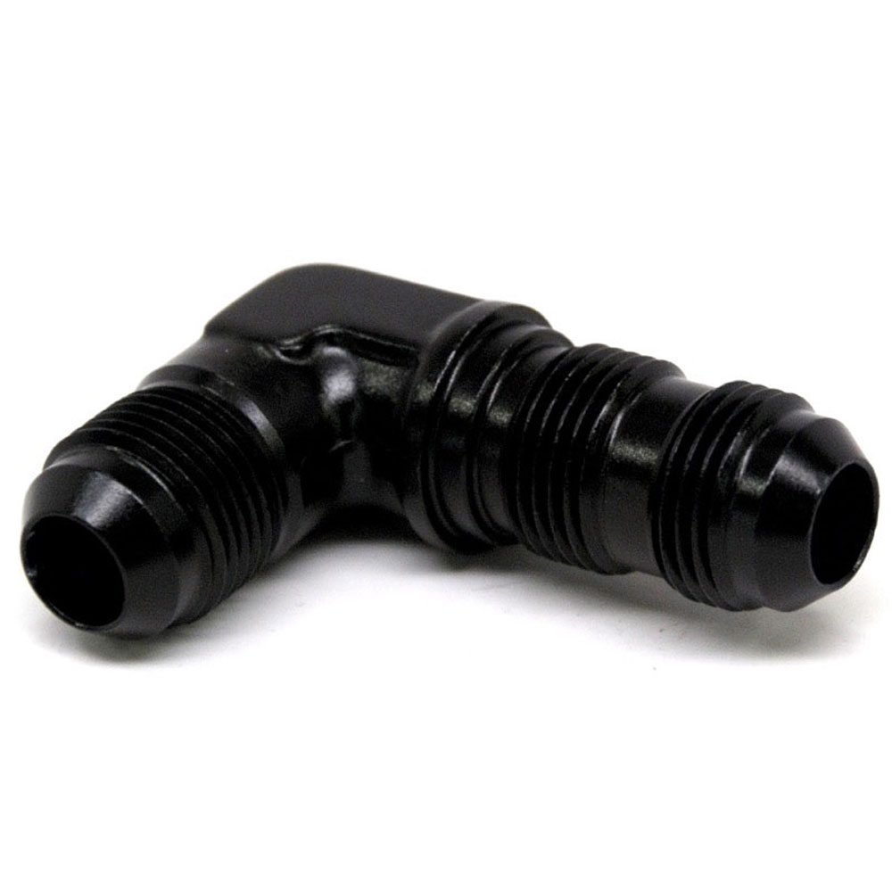 Renegade Racing Components AN Fitting 60833-2; AN to AN Bulkhead Union Black -08AN Male 90 deg. -08AN Male 