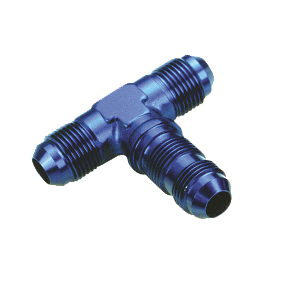 Renegade Racing Components AN Fitting 60834-1; AN to AN Bulkhead Tee Blue -08AN Male Tee -08AN Male -08AN Male 