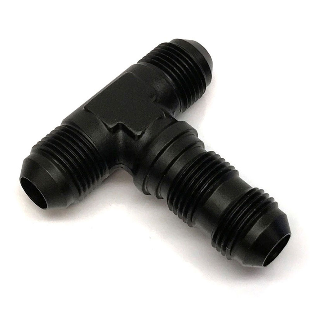 Renegade Racing Components AN Fitting 60834-2; AN to AN Bulkhead Tee Black -08AN Male Tee -08AN Male -08AN Male 