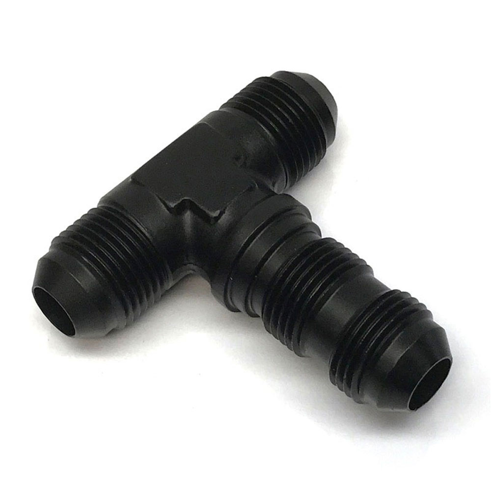 Renegade Racing Components AN Fitting 60834-2; AN to AN Bulkhead Tee Black -08AN Male Tee -08AN Male -08AN Male 