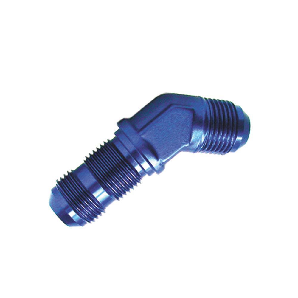 Renegade Racing Components AN Fitting 60837-1; AN to AN Bulkhead Union Blue -08AN Male 45 deg. -08AN Male 