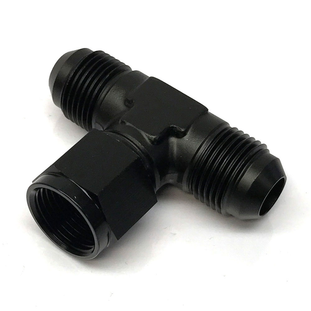 Renegade AN Fitting 60843-2; AN to AN Tee Black -08AN Male Tee -08AN Female (bottom) -08AN Male 