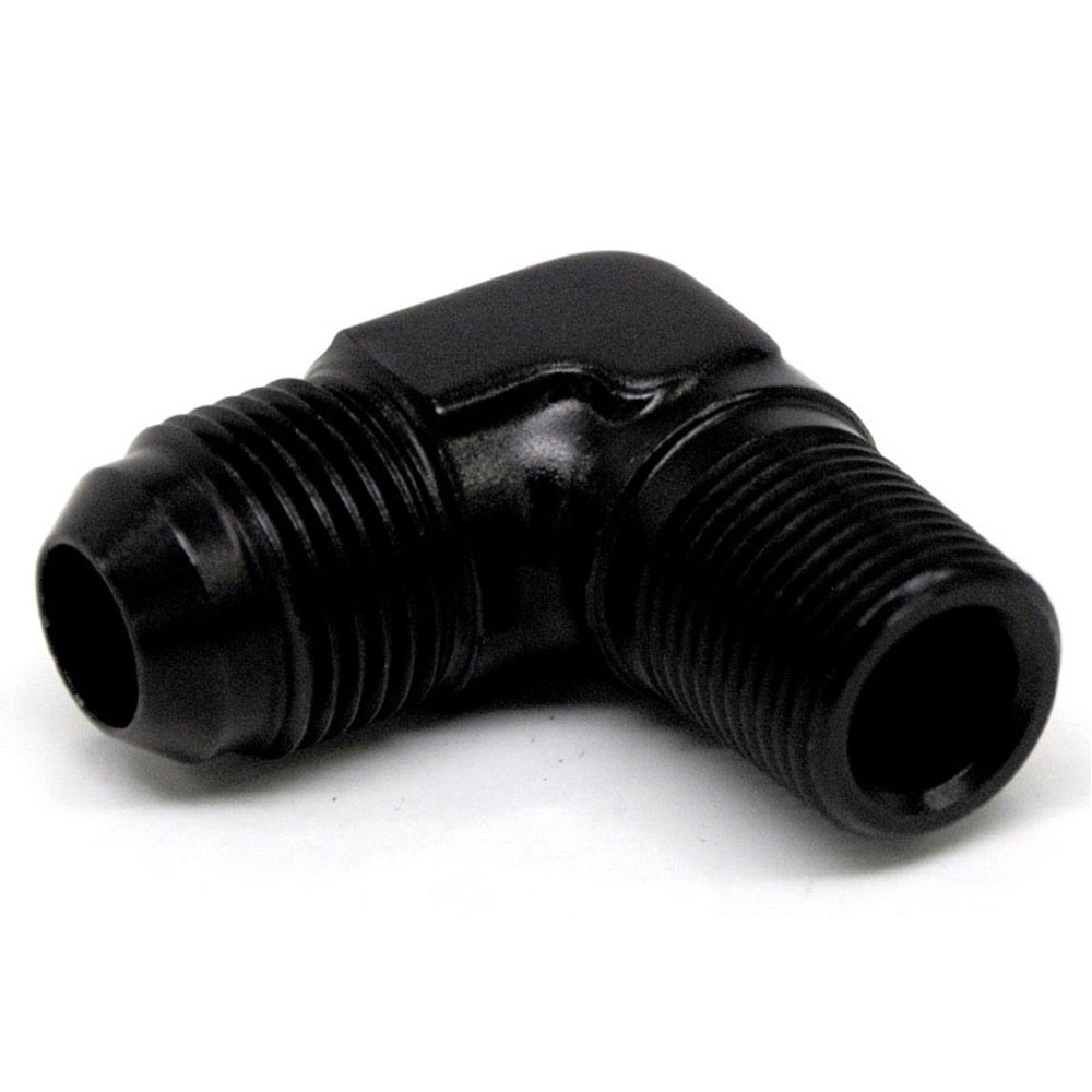 Renegade Racing Components AN Fitting 60882-2; AN to NPT Adapter Black -08AN Male 90 deg. 3/8 in. NPT Male 