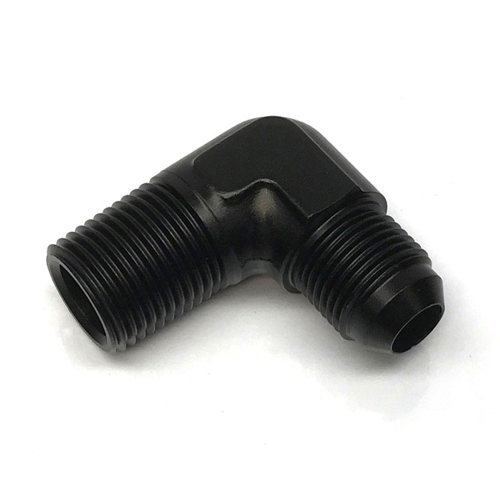 Renegade Racing Components AN Fitting 60892-2; AN to NPT Adapter Black -08AN Male 90 deg. 1/2 in. NPT Male 