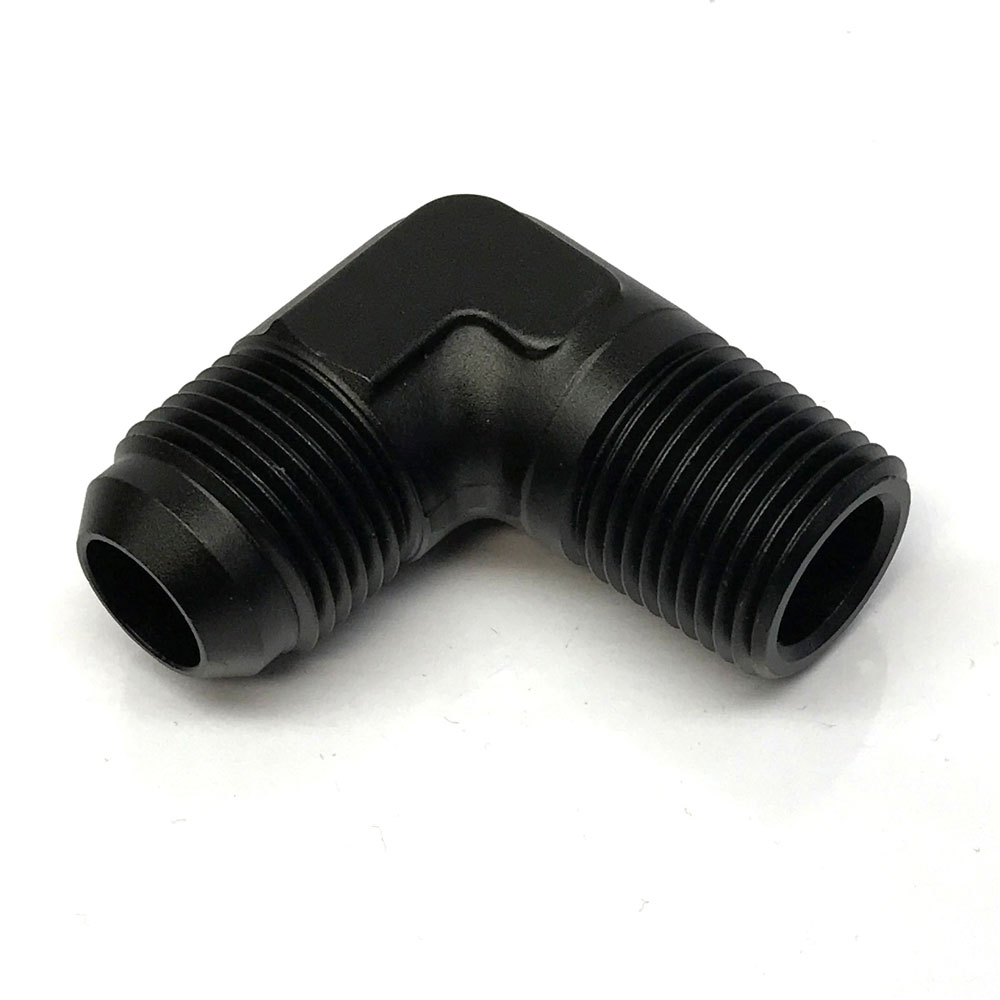 Renegade Racing Components AN Fitting 61022-2; AN to NPT Adapter Black -10AN Male 90 deg. 1/2 in. NPT Male 