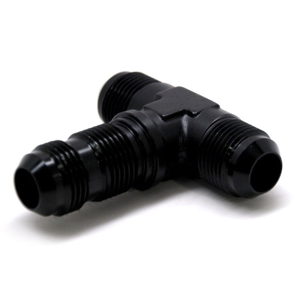 Renegade Racing Components AN Fitting 61034-2; AN to AN Bulkhead Tee Black -10AN Male Tee -10AN Bulkhead Male (bottom) -10AN Male 