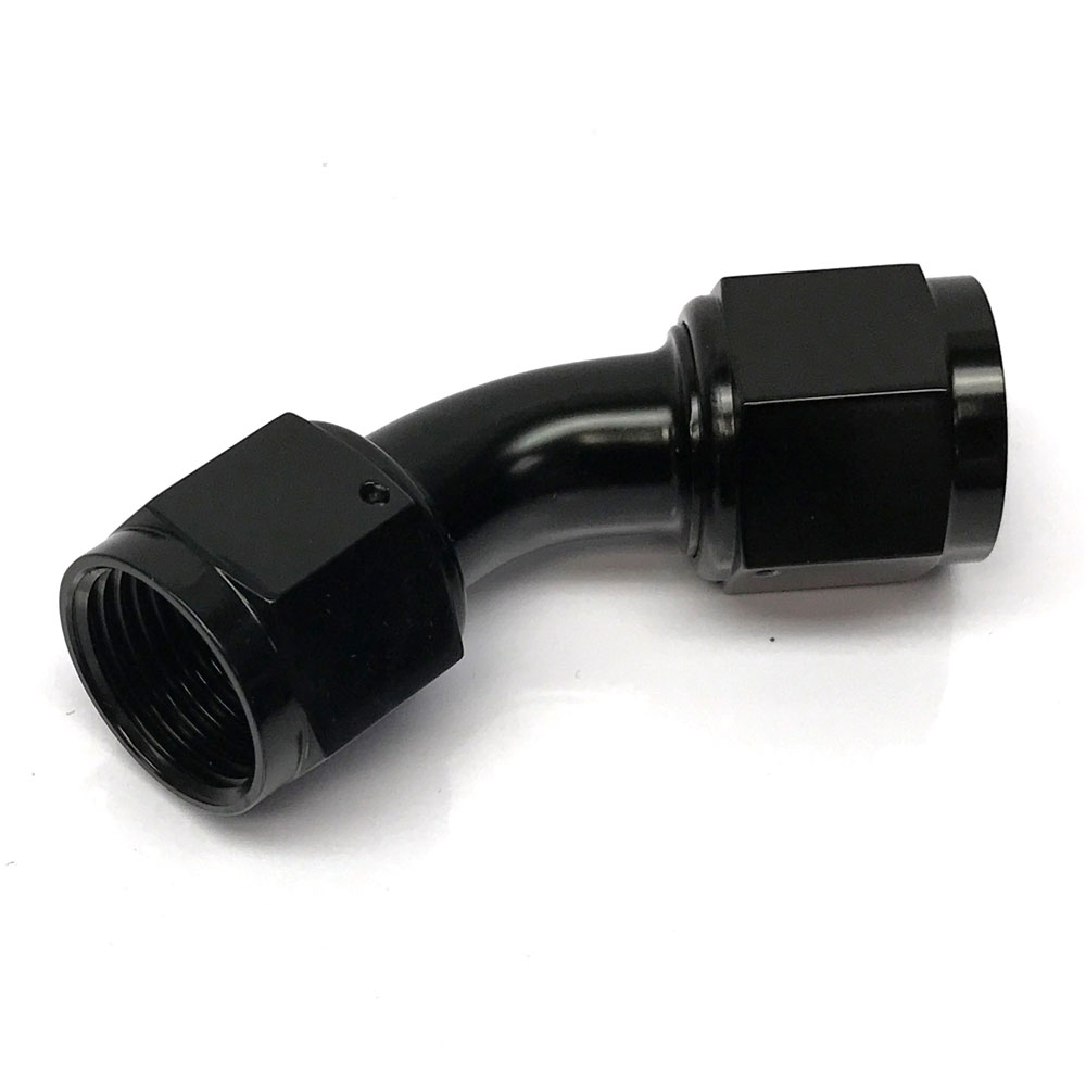 Renegade Racing Components AN Fitting 61045-2; AN to AN Coupler Black -10AN Female 45 deg. -10AN Female 
