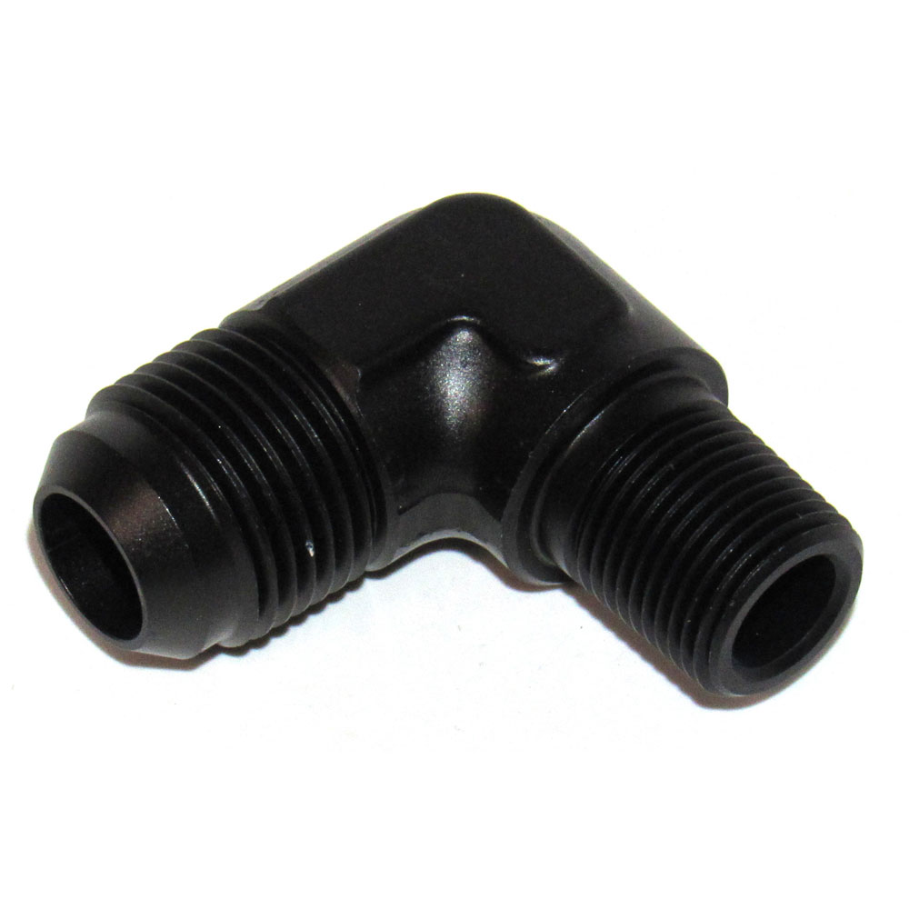 Renegade Racing Components AN Fitting 61072-2; AN to NPT Adapter Black -10AN Male 90 deg. 3/8 in. NPT Male 