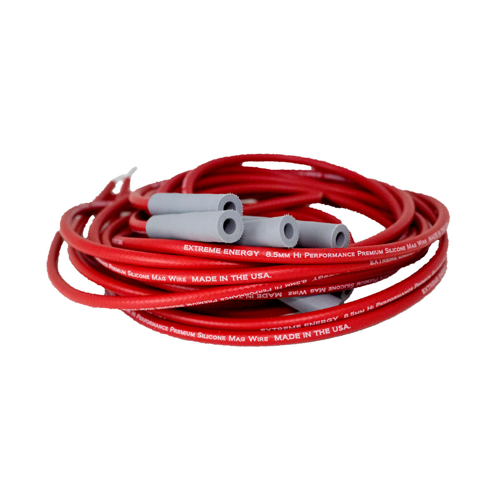 Renegade Spark Plug Wires 61199; Performance Wires 8.5mm Red Spiral Core Straight HEI/Male and Female/Socket 