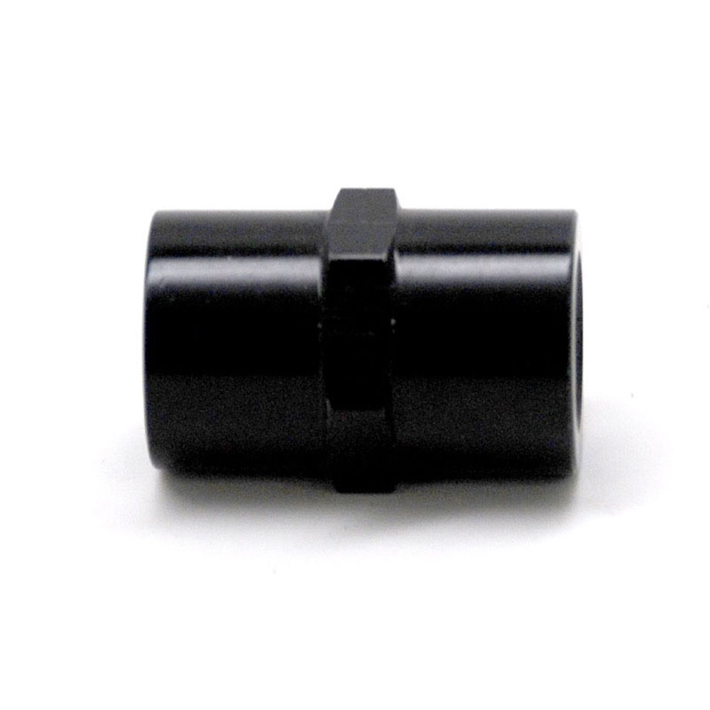 Renegade Racing Components Pipe Fitting 61210-2; NPT to NPT Coupler Black Anodized 1/8 in. NPT Female Straight 1/8 in. NPT Female 