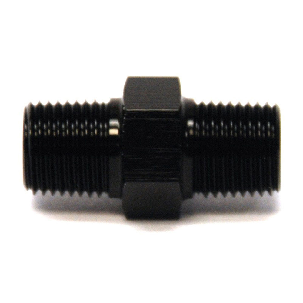 Renegade Racing Components Pipe Fitting 61211-2; NPT to NPT Union Black Anodized 1/8 in. NPT Male Straight 1/8 in. NPT Male 