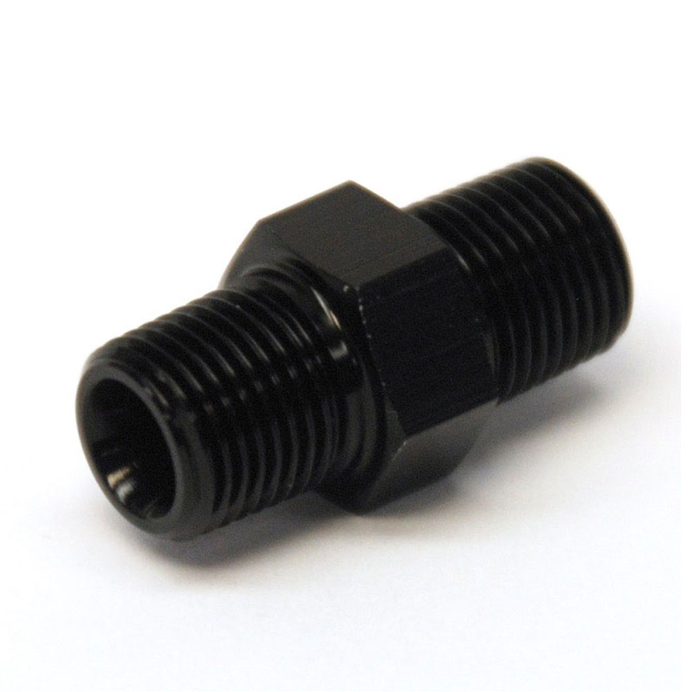 Renegade Racing Components Pipe Fitting 61211-2; NPT to NPT Union Black Anodized 1/8 in. NPT Male Straight 1/8 in. NPT Male 