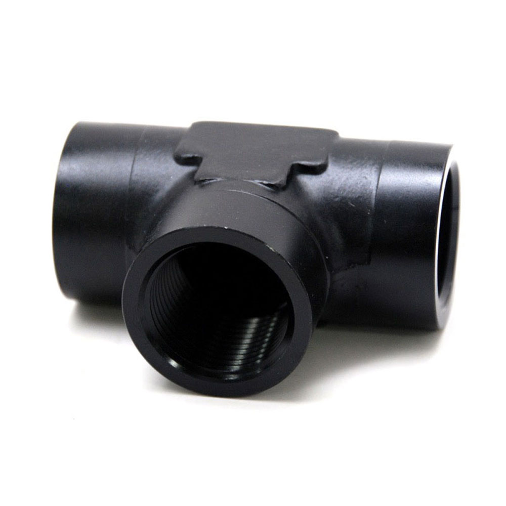 Renegade Racing Components Pipe Fitting 61213-2; NPT to NPT Tee Fitting Black Anodized 3/4 in. NPT Female Tee 3/4 in. NPT Female 3/4 in. NPT Female 