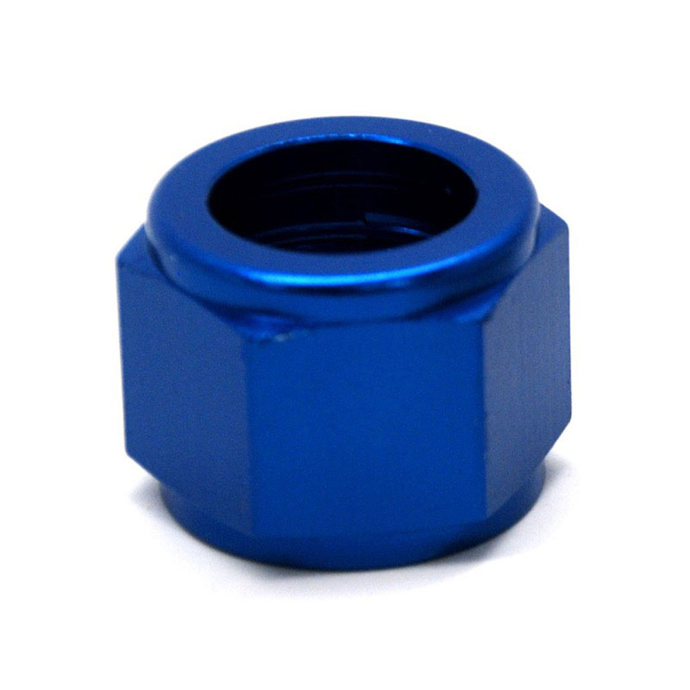 Renegade Racing Components Tube Fitting 61218-1; Tube Nut Blue Anodized 3/4 in. Tube Straight -12AN Female 