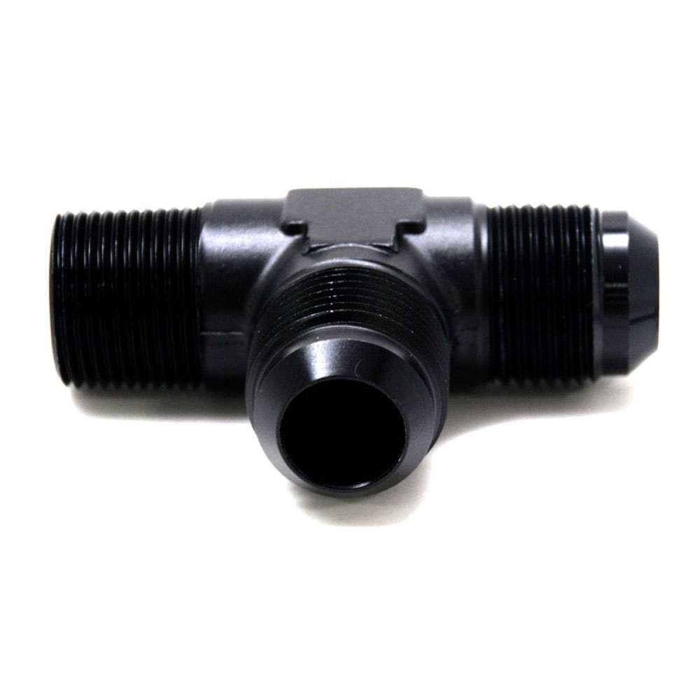 Renegade Racing Components AN Fitting 61226-2; AN to NPT Tee Fitting Black -12AN Male Tee -12AN Male 3/4 in. NPT Male (on run) 