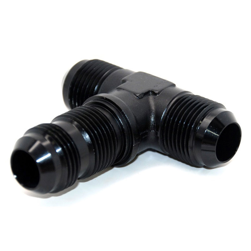 Renegade Racing Components AN Fitting 61234-2; AN to AN Bulkhead Tee Black -12AN Male Tee -12AN Male (bottom) -12AN Male 