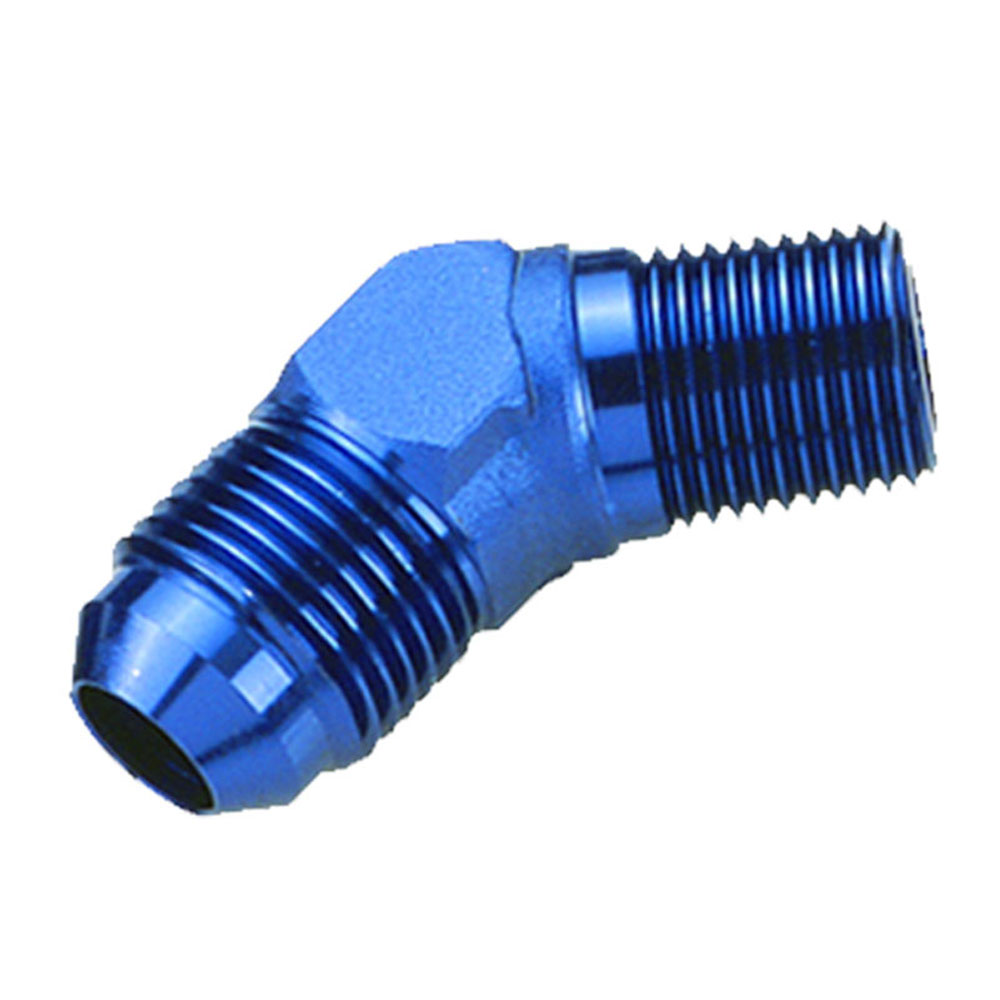 Renegade Racing Components AN Fitting 61273-1; AN to NPT Adapter Blue -12AN Male 45 deg. 1/2 in. NPT Male 