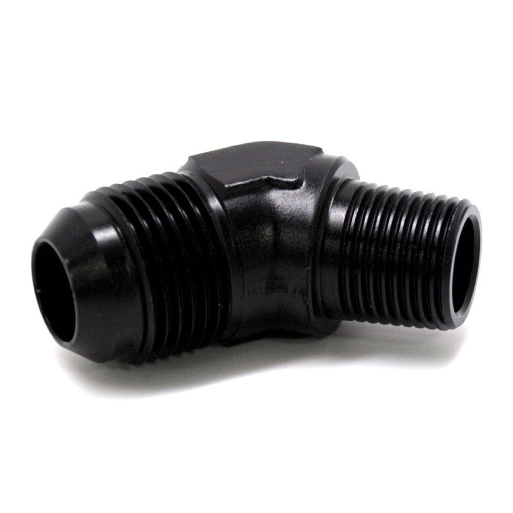 Renegade Racing Components AN Fitting 61273-2; AN to NPT Adapter Black -12AN Male 45 deg. 1/2 in. NPT Male 