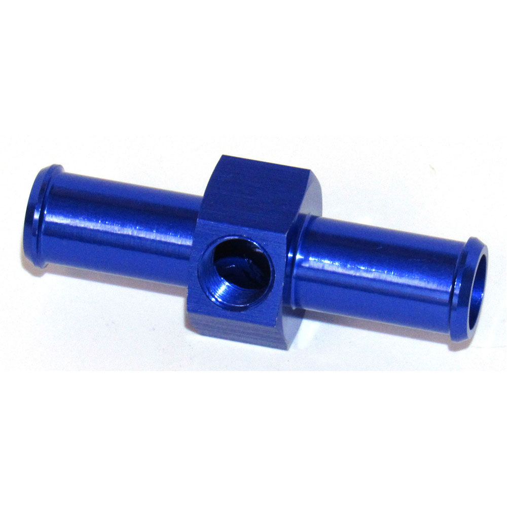 Photo for Renegade Hose End 61561; Inline Gauge Adapter Push On Hose Adapter Blue Anodized 1/2 in. Barb Straight 1/2 in. Barb