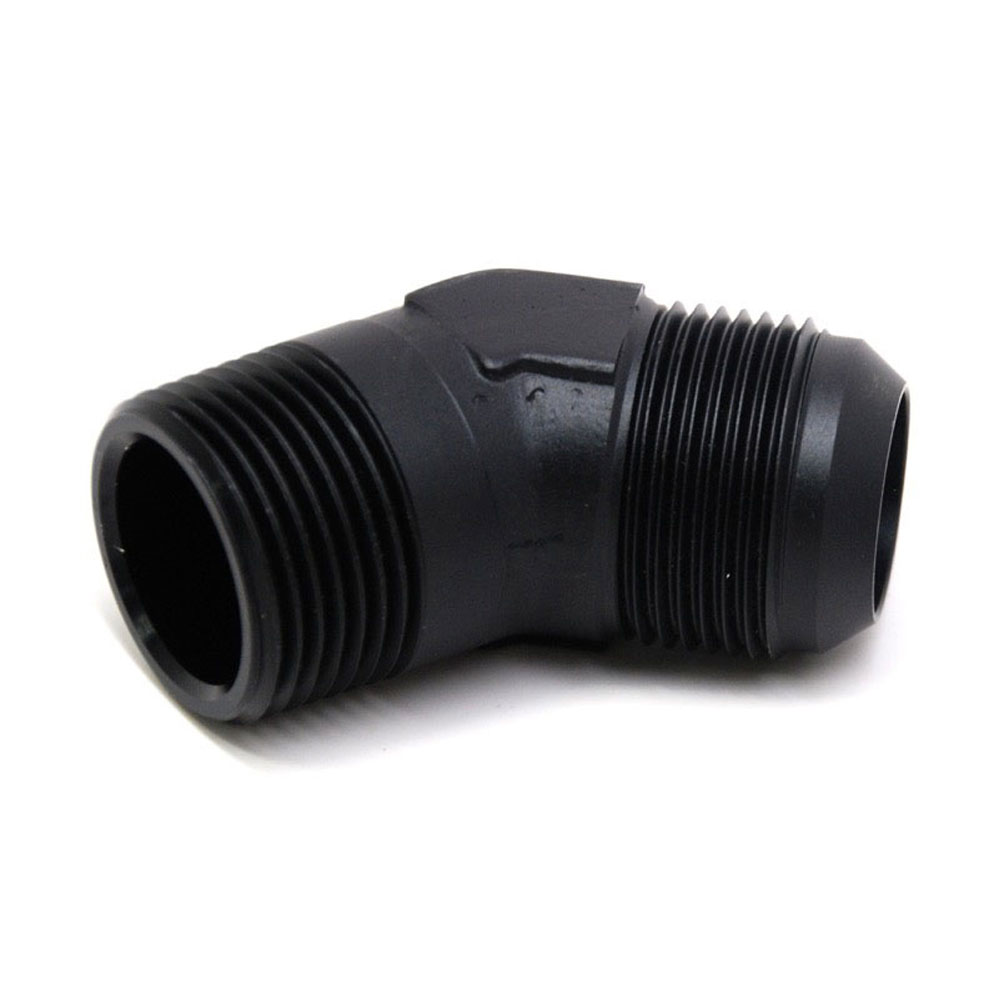 Renegade Racing Components AN Fitting 61673-2; AN to NPT Adapter Black -16AN Male 45 deg. 1 in. NPT Male 