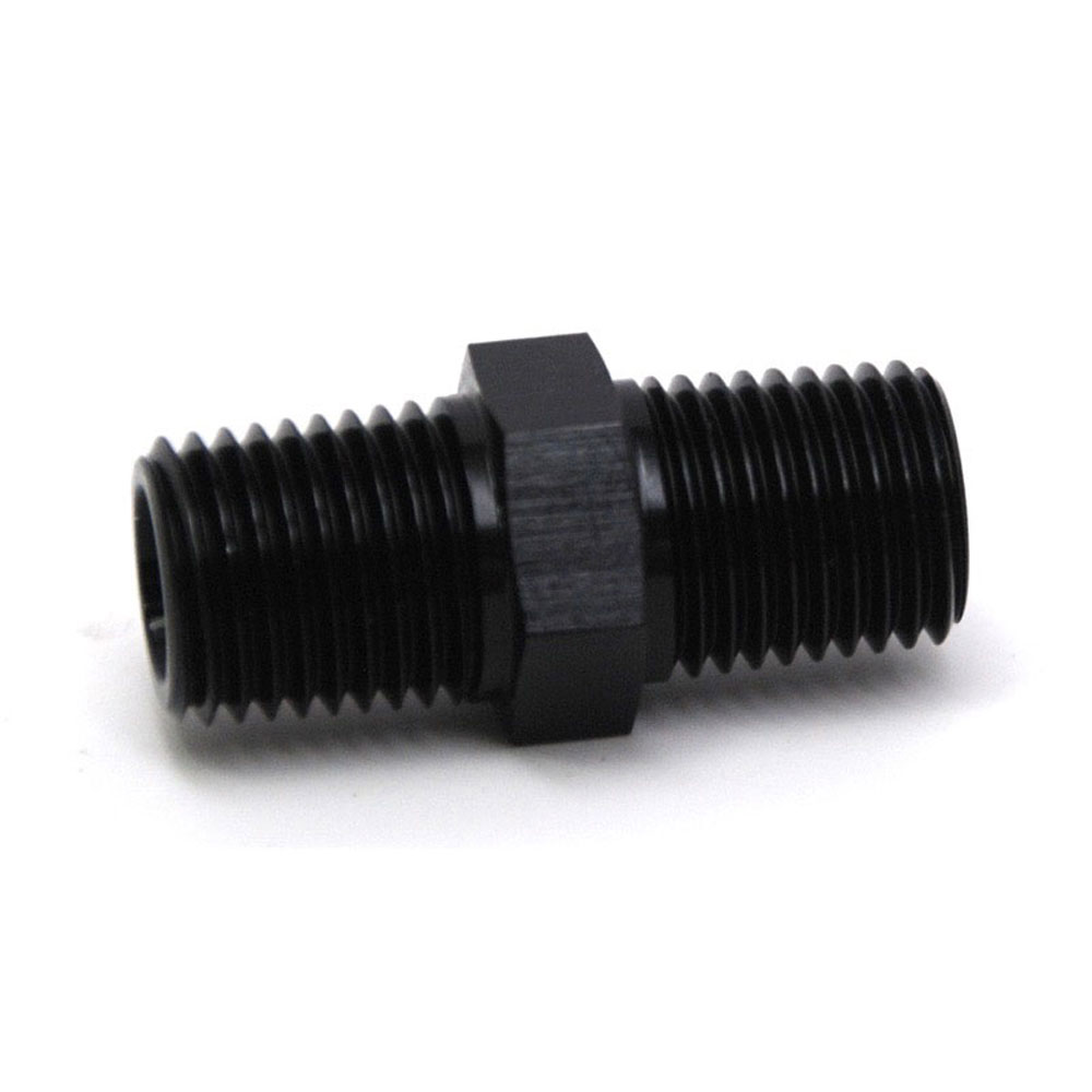 Renegade Racing Components Pipe Fitting 62511-2; NPT to NPT Union Black Anodized 1/4 in. NPT Male Straight 1/4 in. NPT Male 