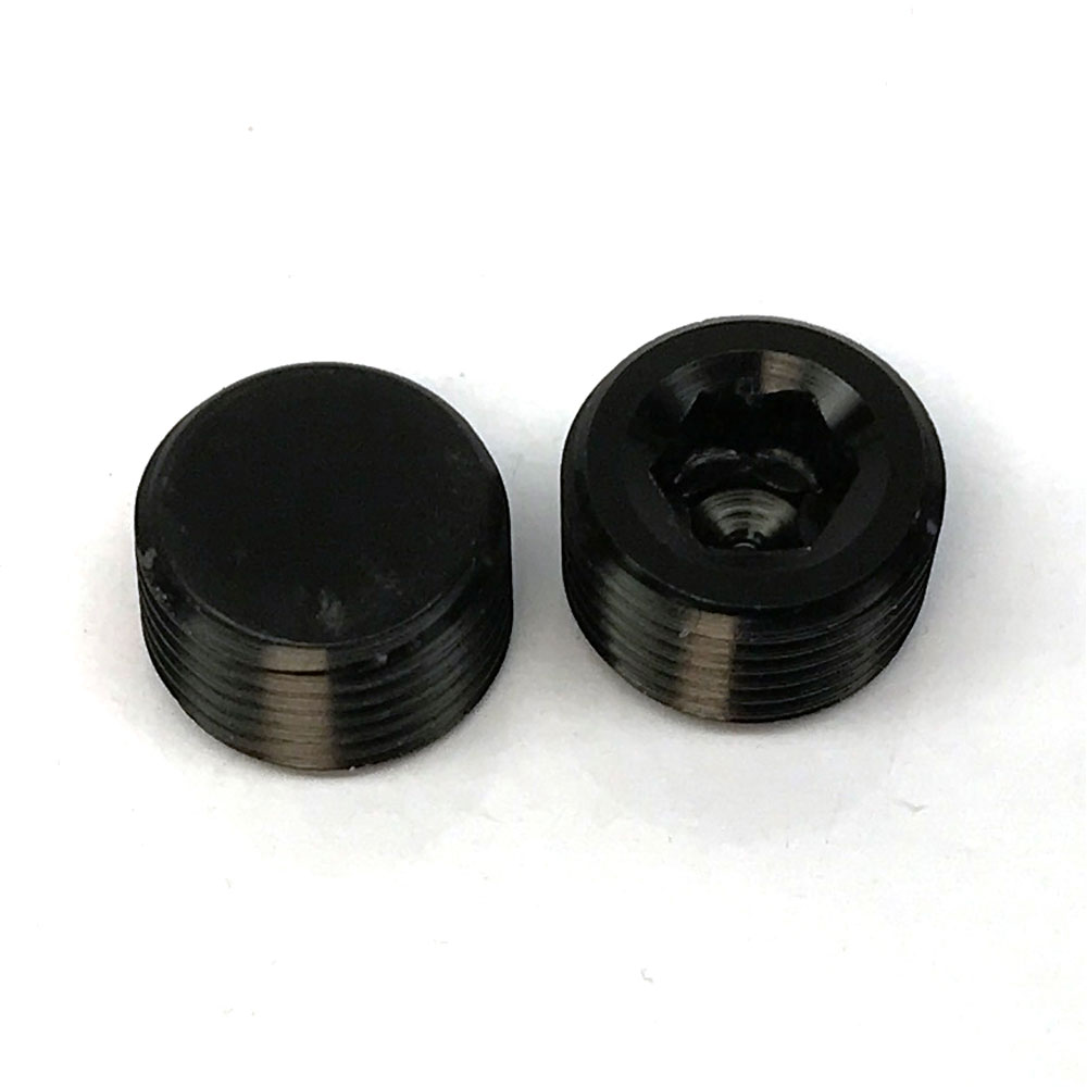Renegade Racing Components Pipe Fitting 63704-2; NPT Plug Black Anodized 3/8 in. NPT Male Straight Internal Allen 