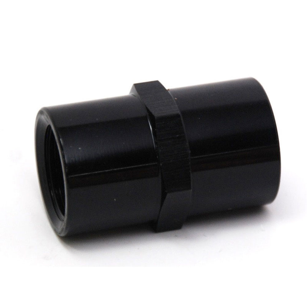 Renegade Racing Components Pipe Fitting 63710-2; NPT to NPT Coupler Black Anodized 3/8 in. NPT Female Straight 3/8 in. NPT Female 