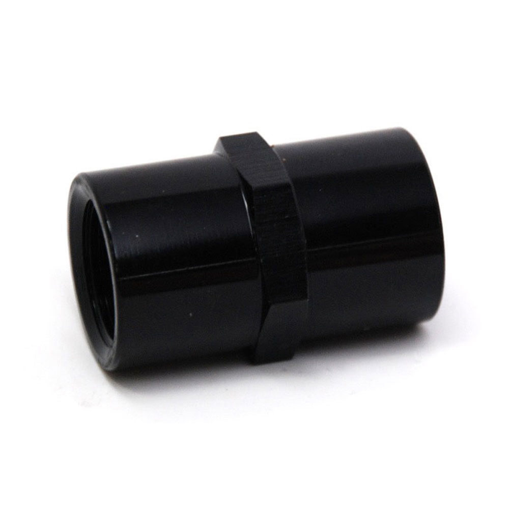 Renegade Racing Components Pipe Fitting 63710-2; NPT to NPT Coupler Black Anodized 3/8 in. NPT Female Straight 3/8 in. NPT Female 