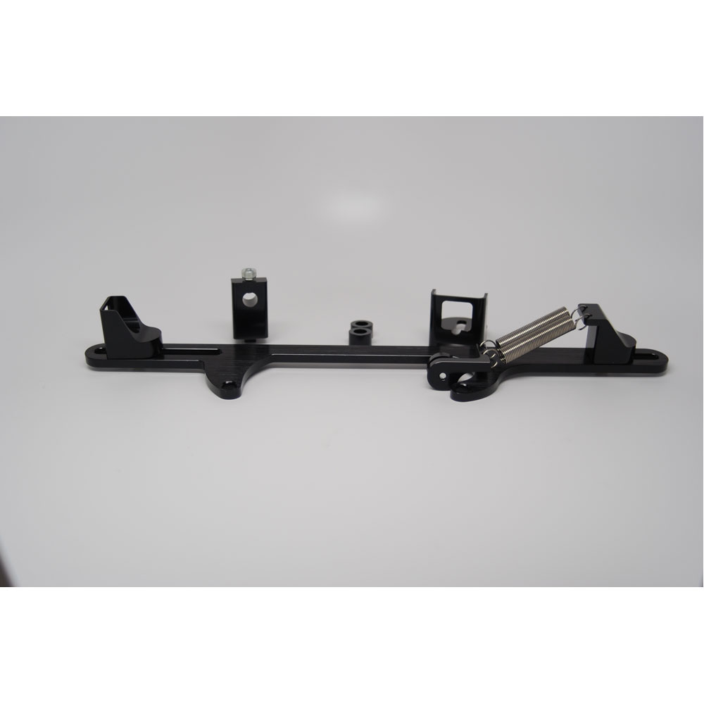 Renegade Racing Components Carburetor Throttle Cable Bracket 64150-2; Black Anodized Aluminum Holley 4150 Square Bore 