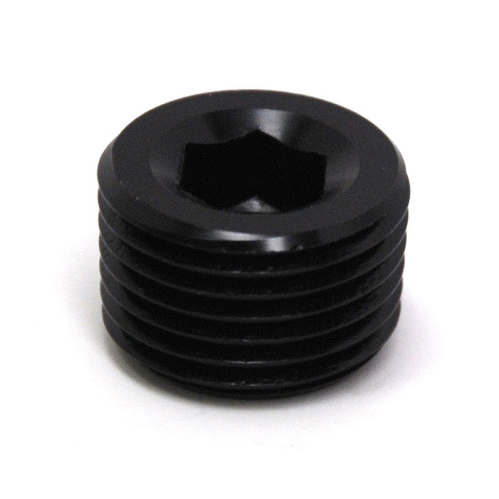 Renegade Racing Components Pipe Fitting 65004-2; NPT Plug Black Anodized 1/2 in. NPT Male Straight Internal Allen 