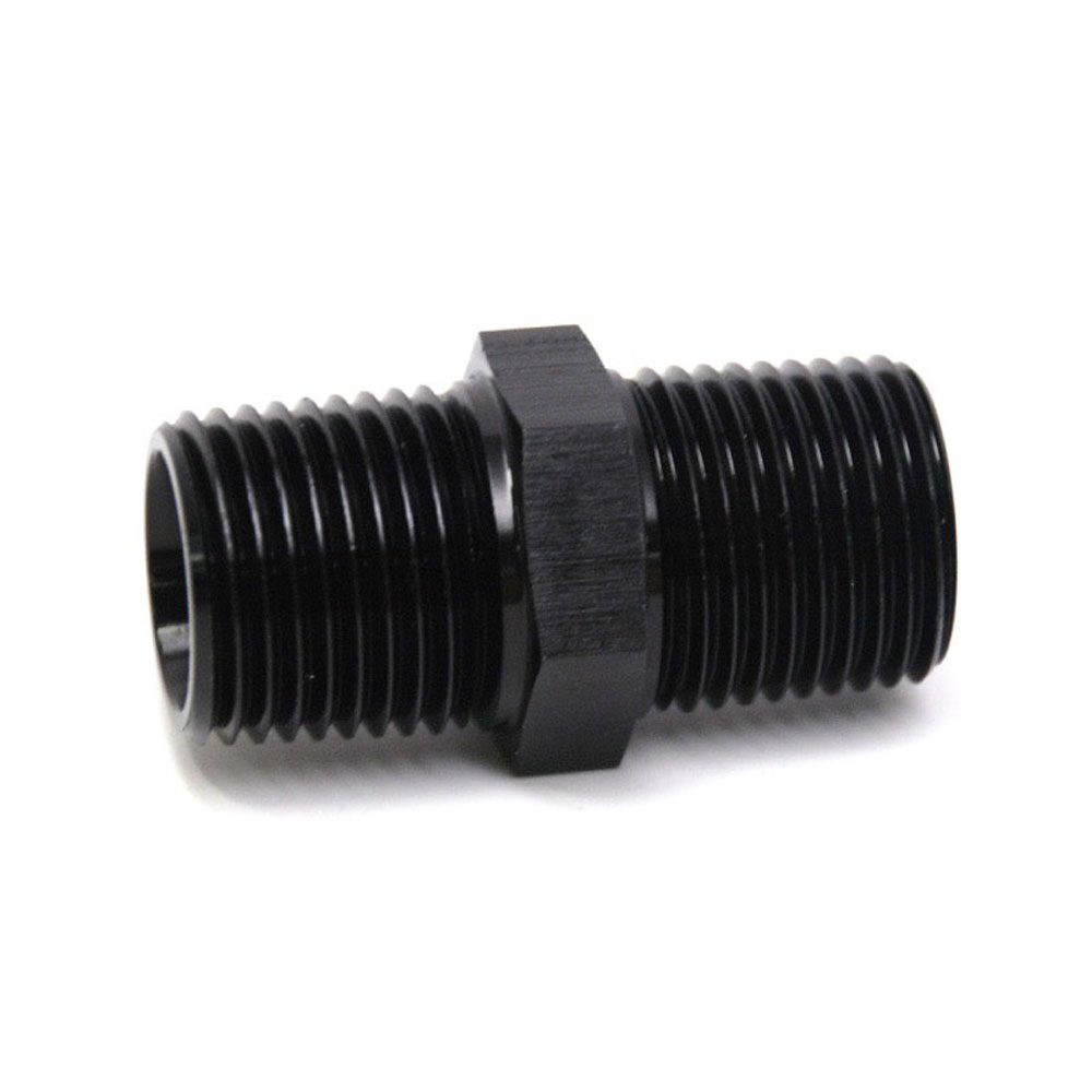 Renegade Racing Components Pipe Fitting 65011-2; NPT to NPT Union Black Anodized 1/2 in. NPT Male Straight 1/2 in. NPT Male 