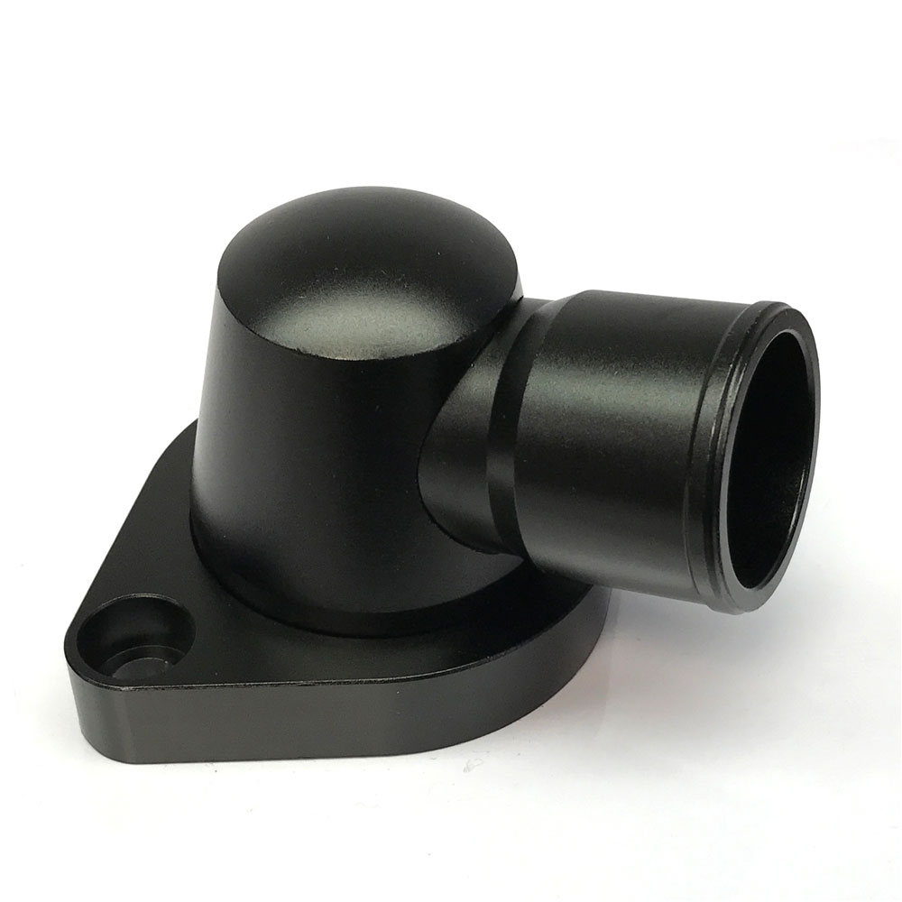Renegade Thermostat Housing 66301-2; 80 deg. O-Ring Swivel Black Billet Aluminum for Chevy 262 to 400, 396 to 454 