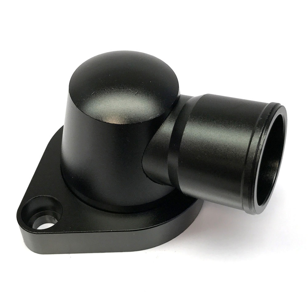 Renegade Thermostat Housing 66301-2; 80 deg. O-Ring Swivel Black Billet Aluminum for Chevy 262 to 400, 396 to 454 