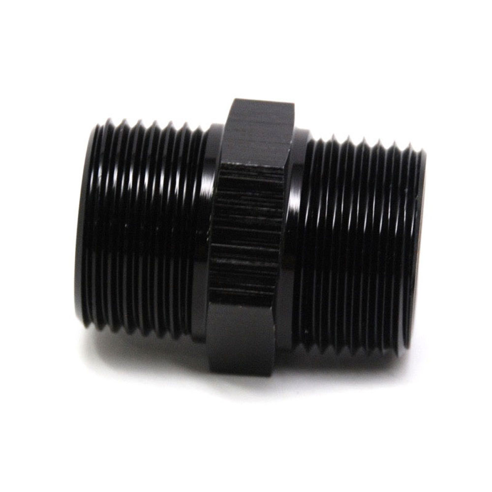 Renegade Racing Components Pipe Fitting 67511-2; NPT to NPT Union Black Anodized 3/4 in. NPT Male Straight 3/4 in. NPT Male 