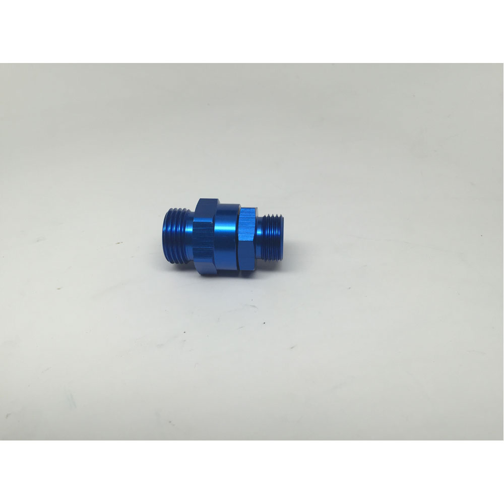 Renegade O-Ring Boss Fitting 68017-1; ORB to ORB Swivel Reducer Blue Anodized -10AN ORB Male Straight -08AN ORB Male 