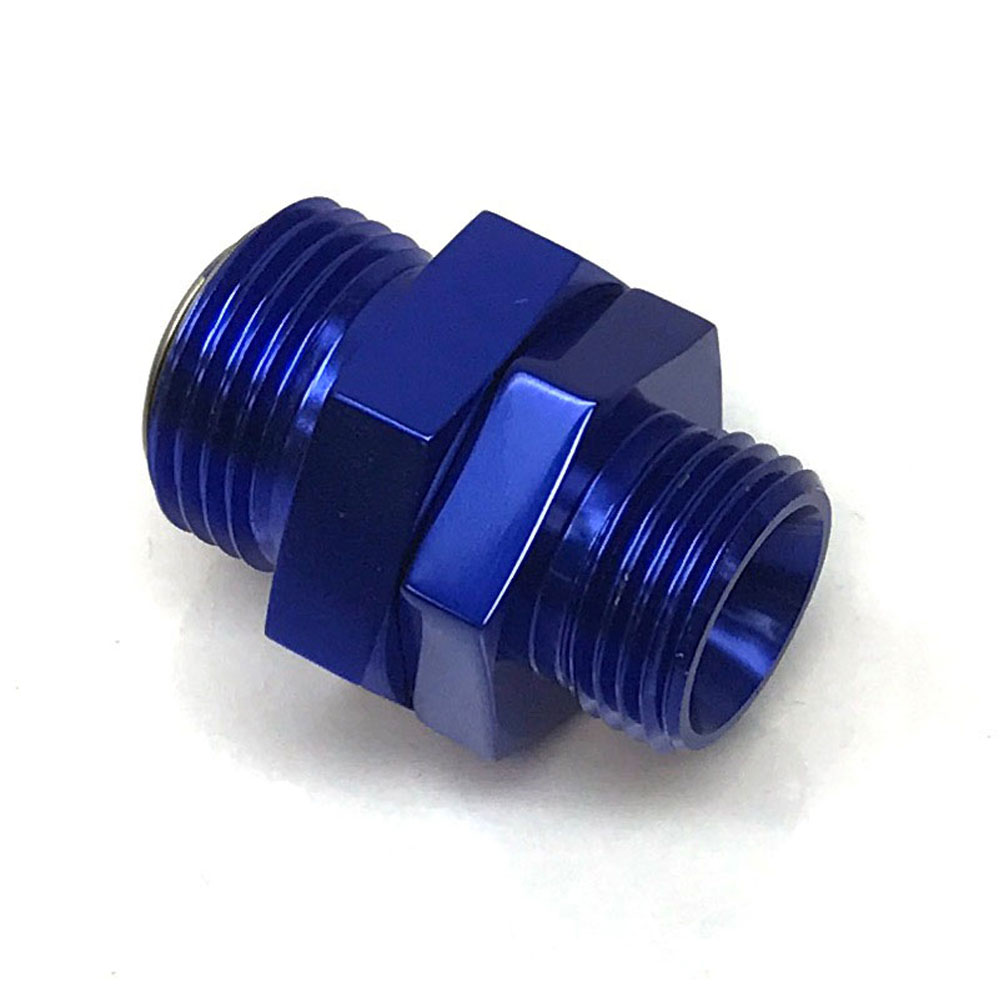 Renegade O-Ring Boss Fitting 68017-1; ORB to ORB Swivel Reducer Blue Anodized -10AN ORB Male Straight -08AN ORB Male 