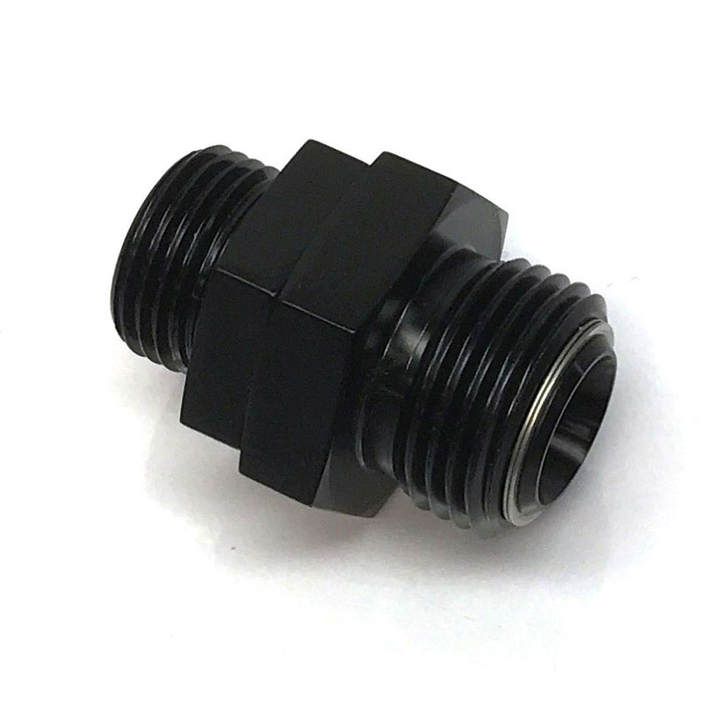 Renegade O-Ring Boss Fitting 68017-2; ORB to ORB Swivel Reducer Black Anodized -10AN ORB Male Straight -08AN ORB Male 