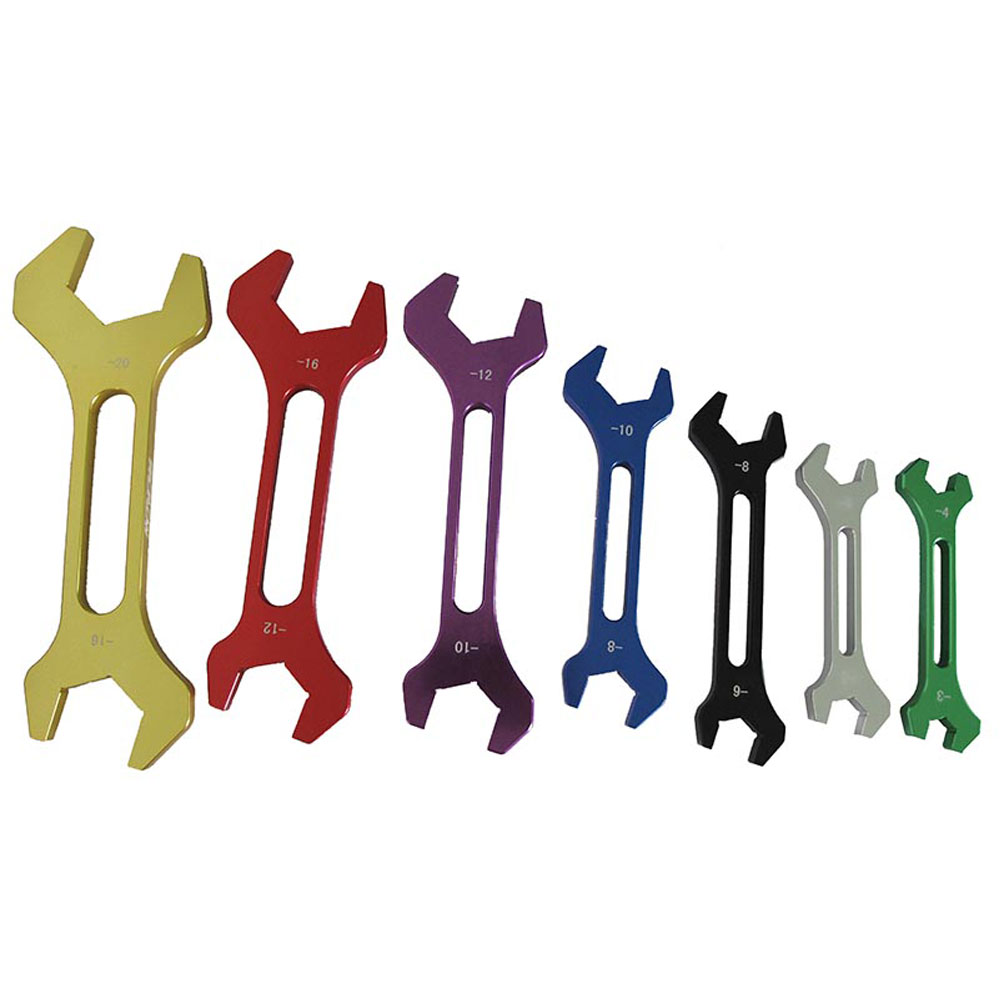 Renegade AN Wrench 69787; Double Open End Anodized Multiple Colors Aluminum -03/-04, -04/06, -06/-08, -08/-10, -10/-12, -12/-16, -16/-20AN 