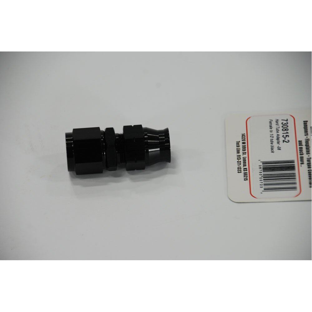 Renegade Racing Components Tube Fitting 730815-2; AN to Hard Line Adapter Black Anodized -08AN Female Straight 1/2 in. Tube 
